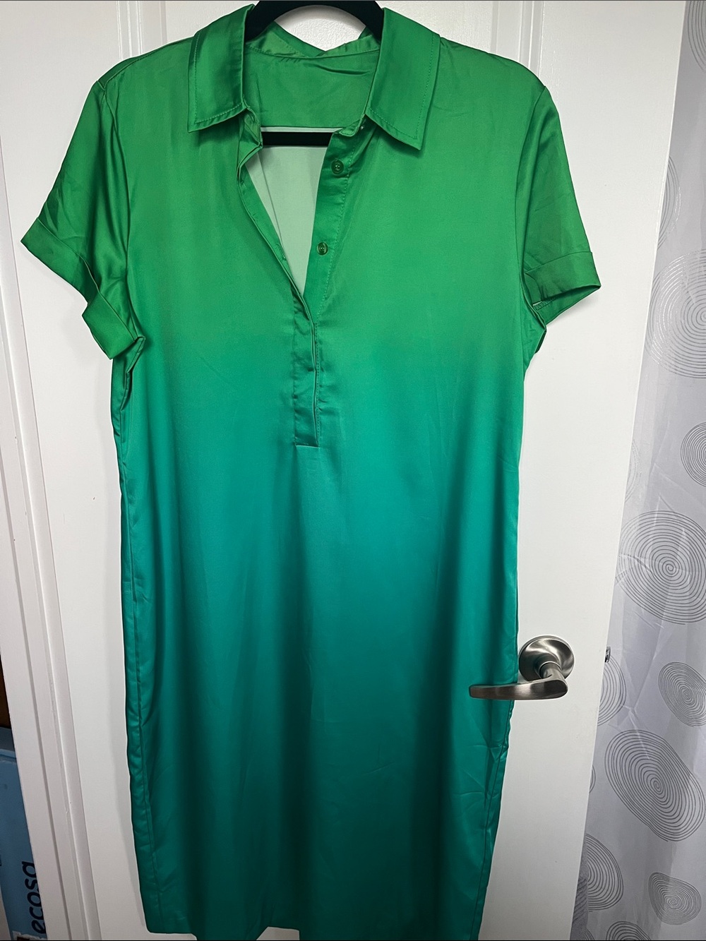 Green/Blue Ombre Silk Polo Shirt Dress